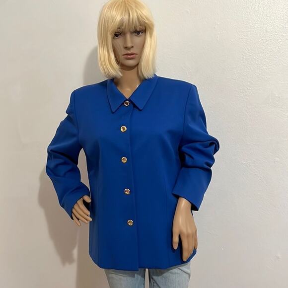 Vintage Pendleton Royal Blue 100% Virgin Wool Button Front Blazer Jacket. 14 - Picture 1 of 6